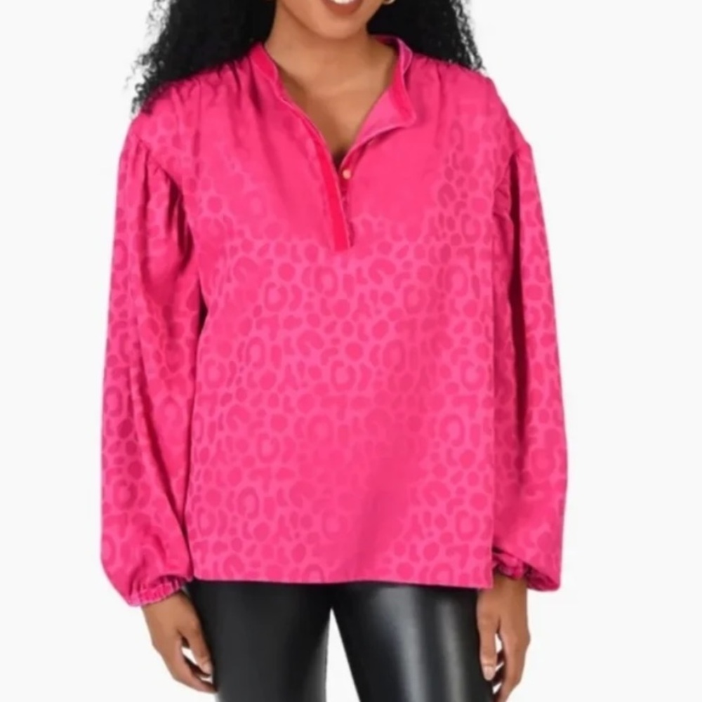 Emily McCarthy- Hot Pink Leopard  Long-Sleeve Shirt